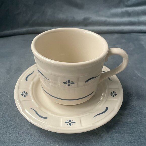 Longaberger Pottery Cup and Saucer - Picture 1 of 3